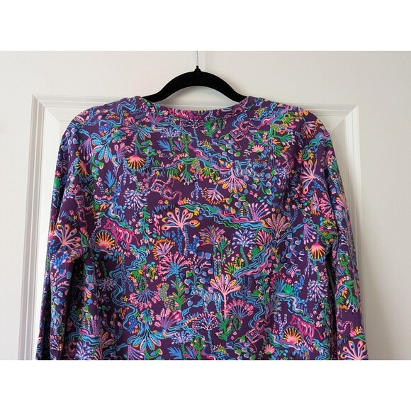 Lilly Pulitzer UPF50+ Luxletic Blythe Pullover Top Purple Colony Conga Size Med - Picture 5 of 12